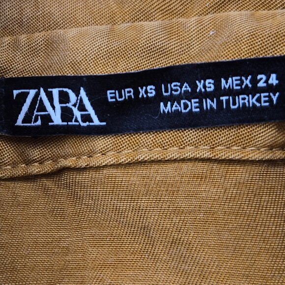 Zara pleated midi shirt dress midi toffee button down dress XS - Picture 8 of 12